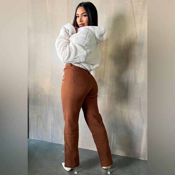 Classic High Rise Straight Leg Jeans - Chocolate - Picture 1 of 2